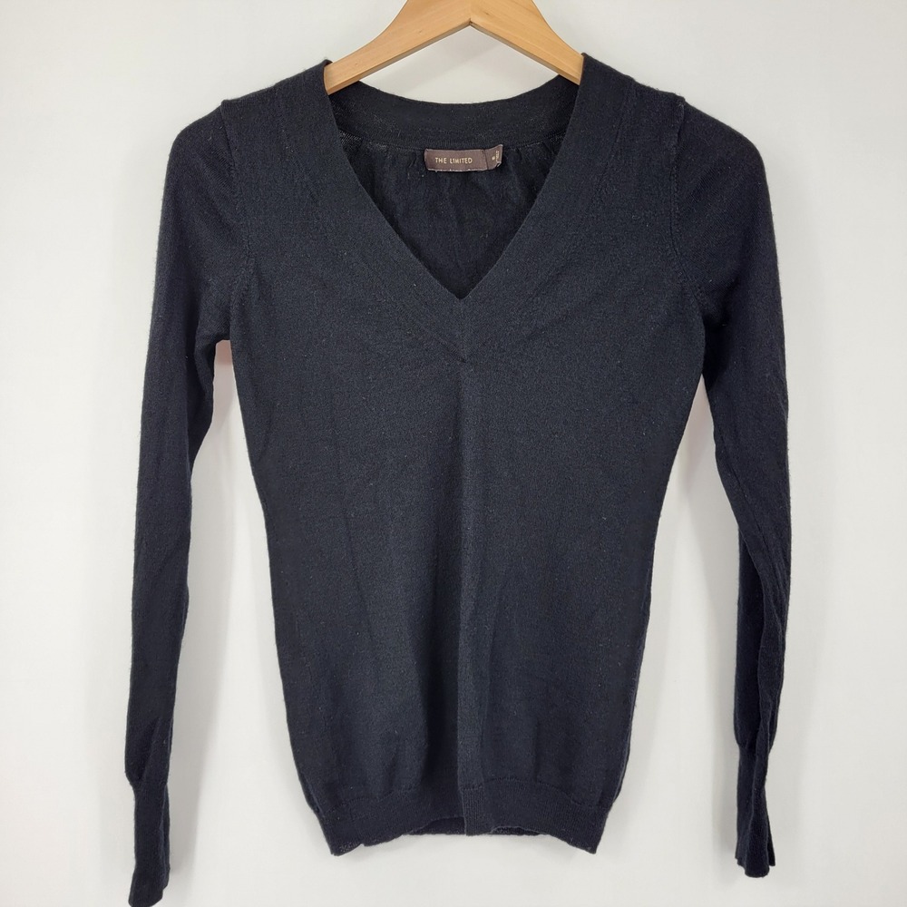 The Limited Merino Wool Blend Sweater Women M Black Soft Knit Capsule Minimalist